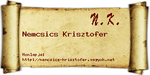 Nemcsics Krisztofer névjegykártya